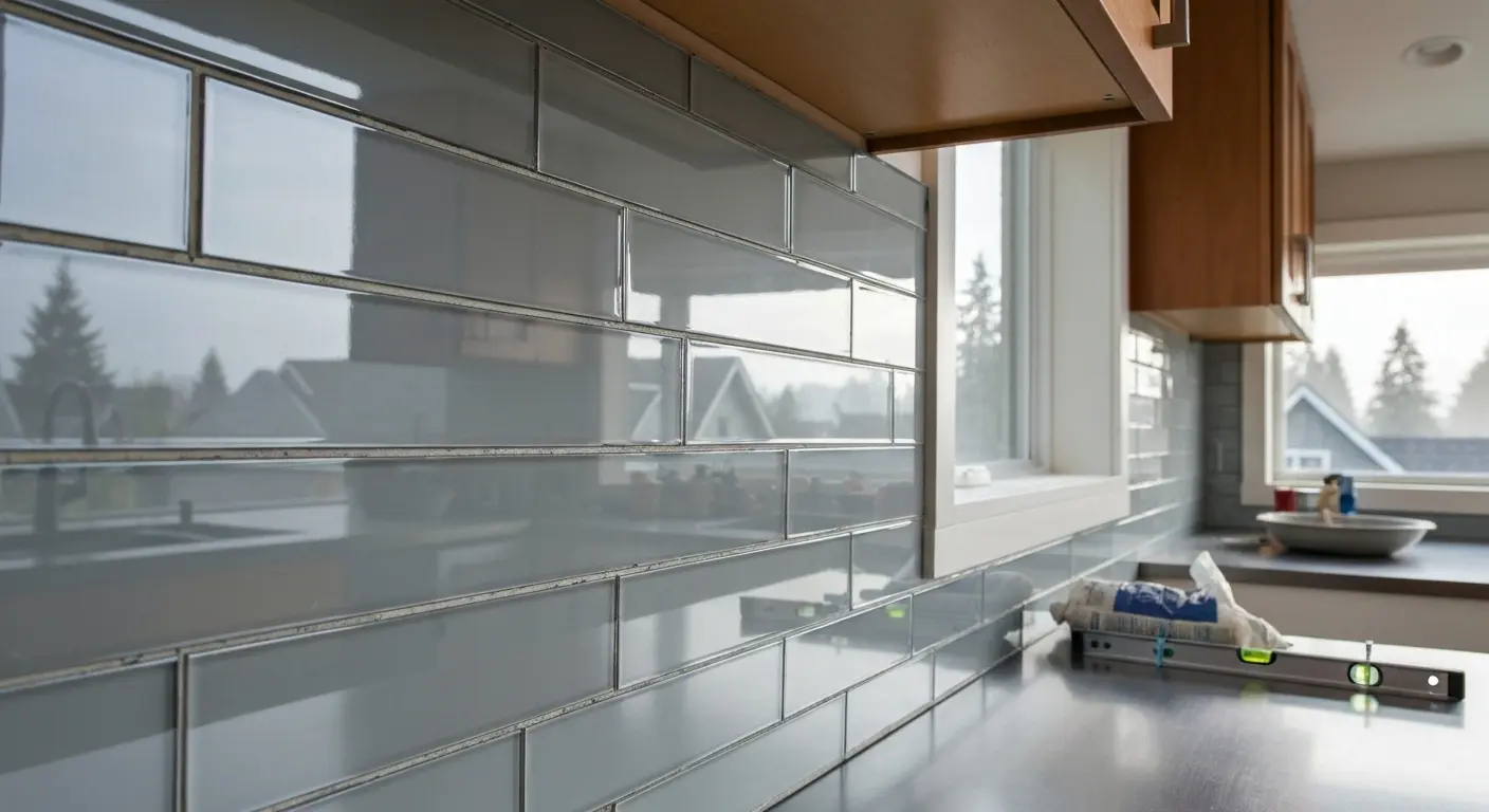 Glass backsplash