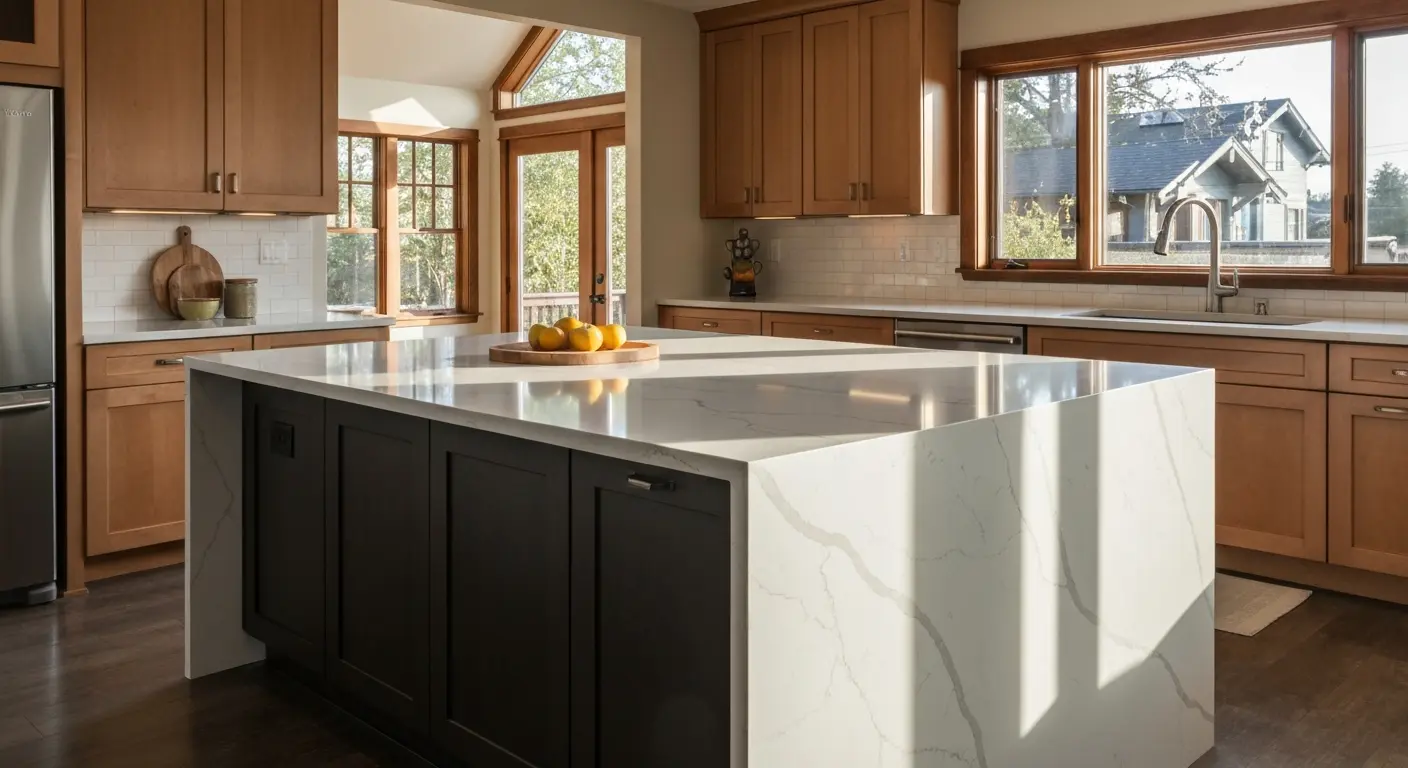 Kitchen island countertops and cabinetry