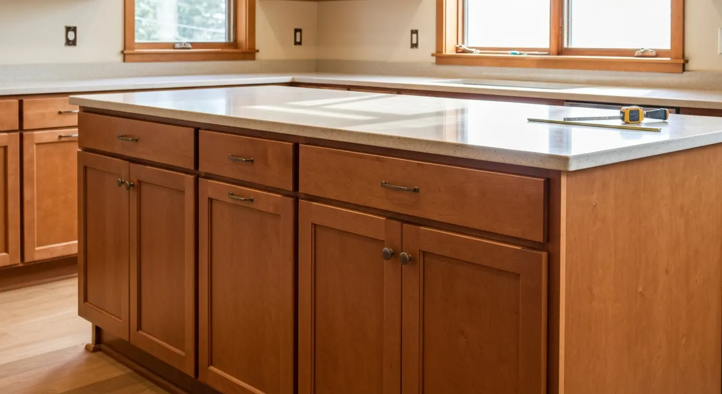 Kitchen island installation in Portland