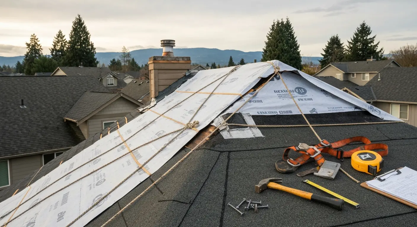 Emergency storm roof damage repair Happy Valley