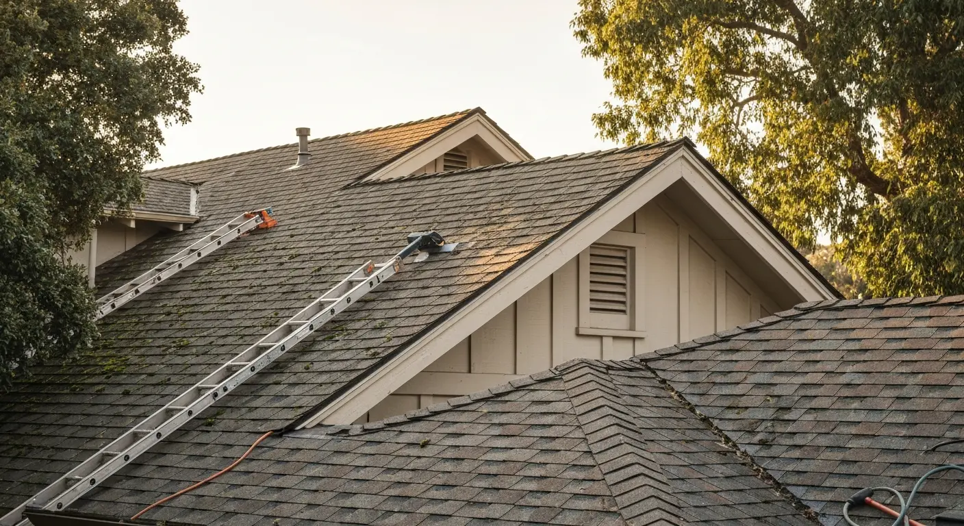 Roof repair on residential home