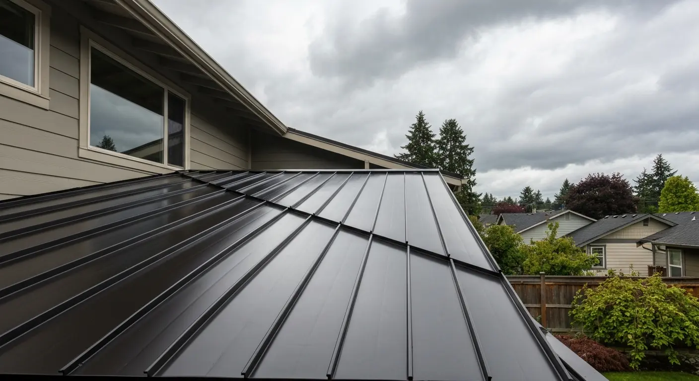 Metal roof installation on West Linn home