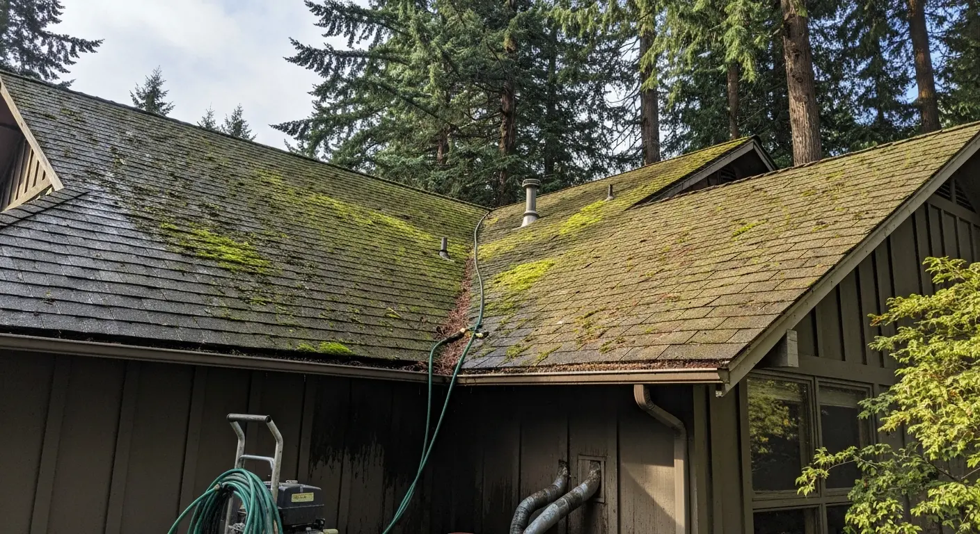 Moss removal and roof cleaning