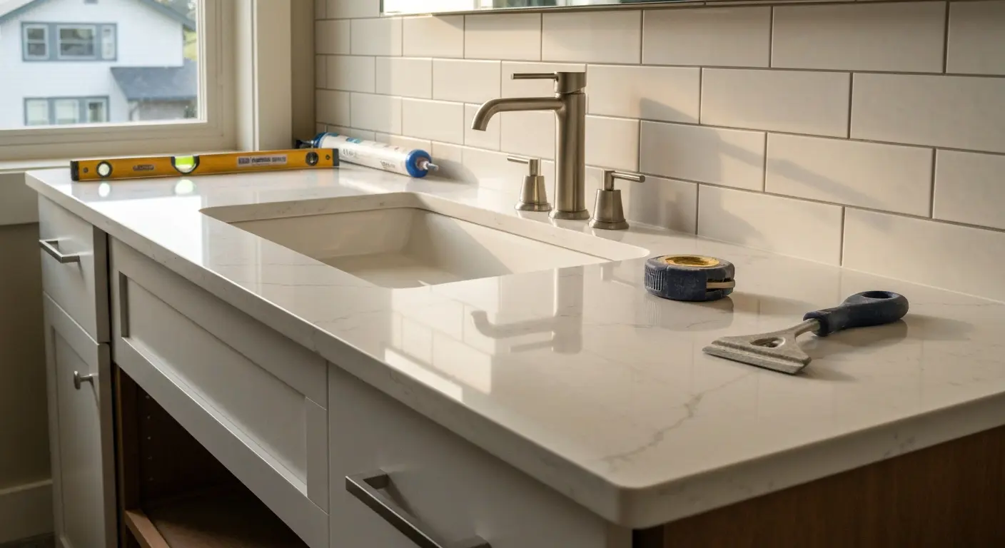 Bathroom vanity countertop installation