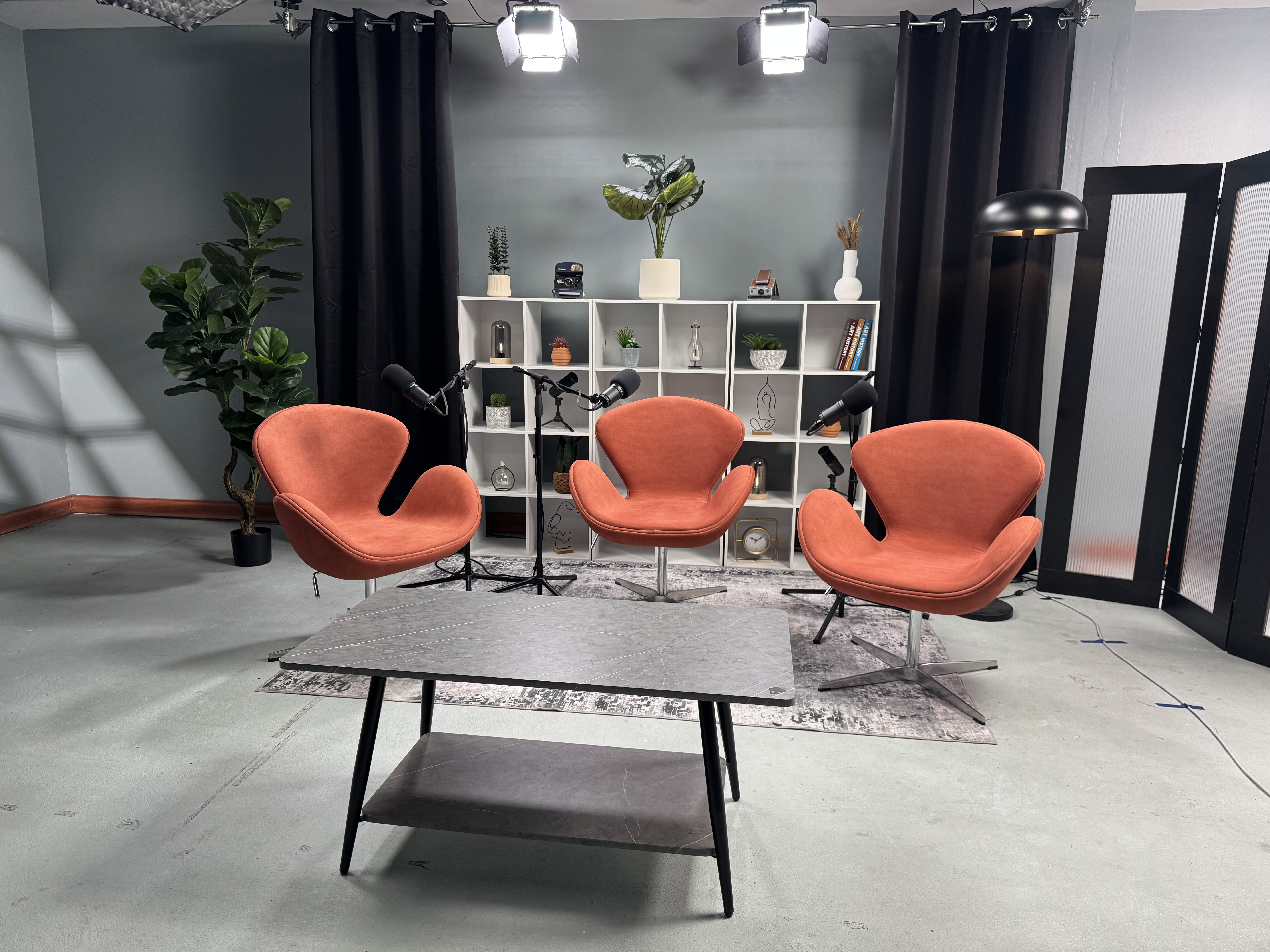 Conversación grabada en estudio profesional