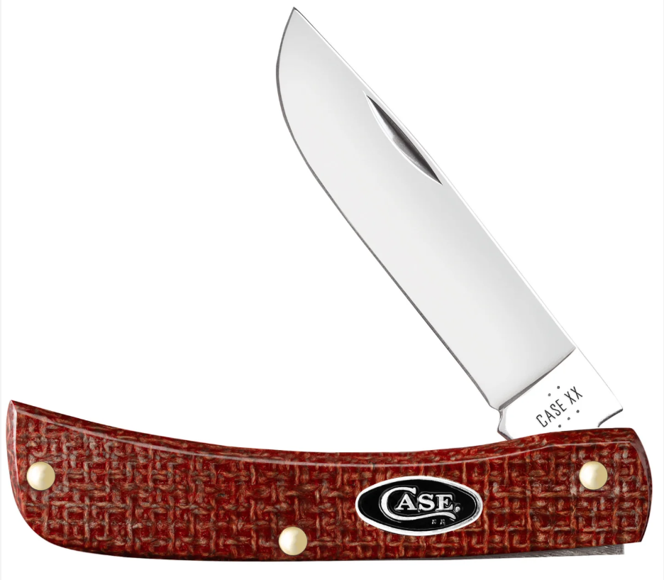 Smooth Dark Red Burlap Micarta® CS Sod Buster® Jr