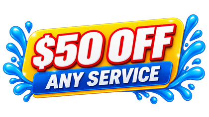$50 OFF ANY SERVICE promotional offer badge