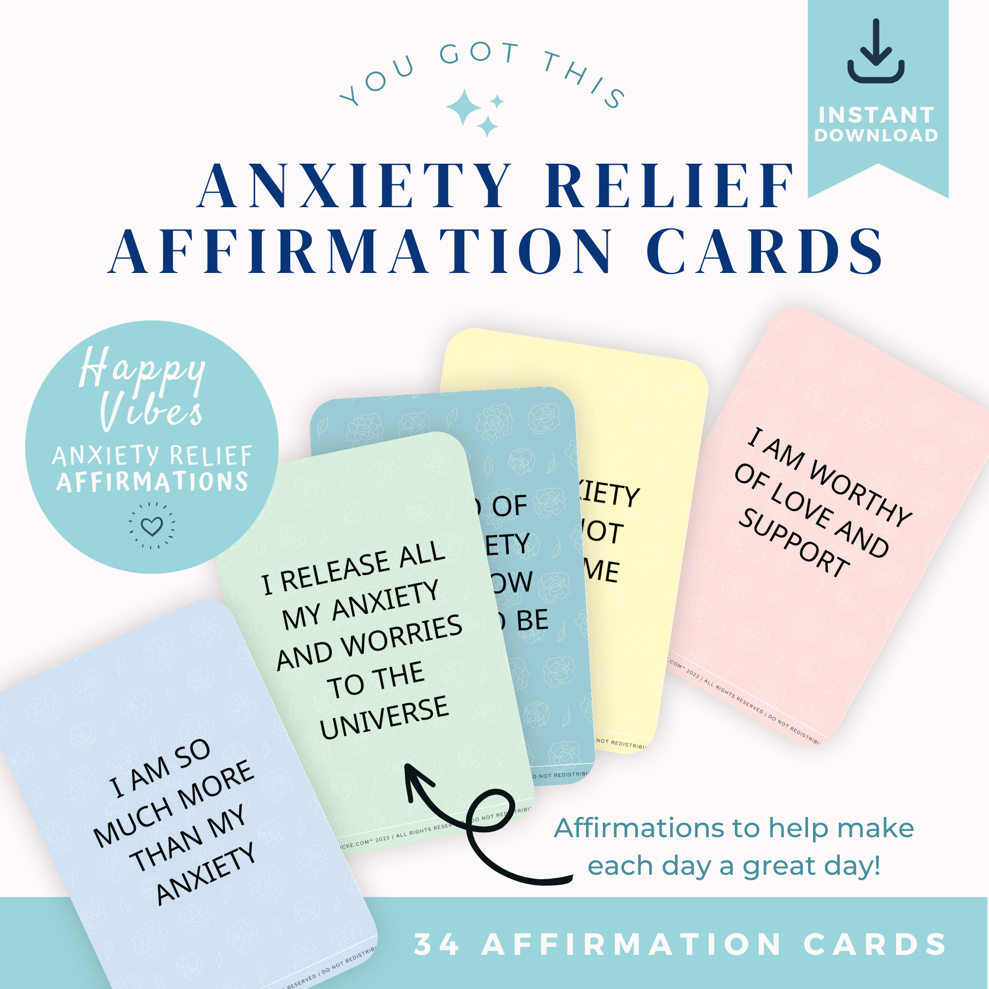 Anxiety Relief Affirmation Cards