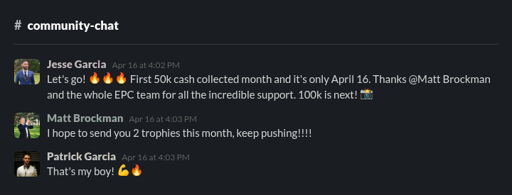 Jesse — First 50k cash collected month