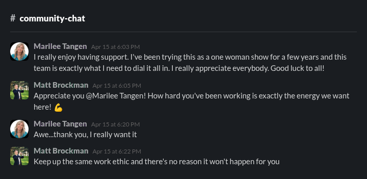 Marilee — team support appreciation