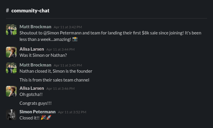 Simon — first $8k sale in less than a week