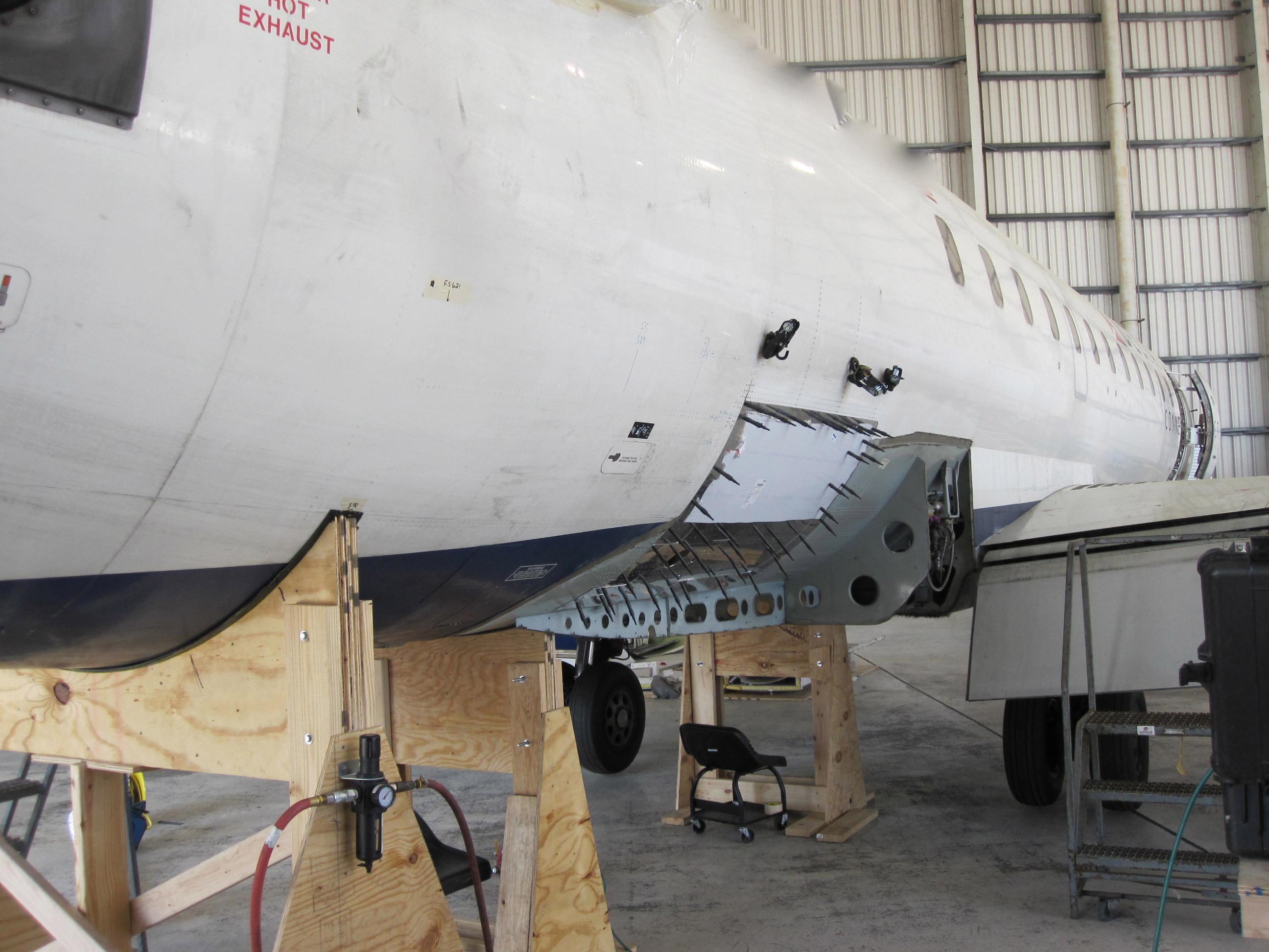 Nose landing gear and radome inspection.