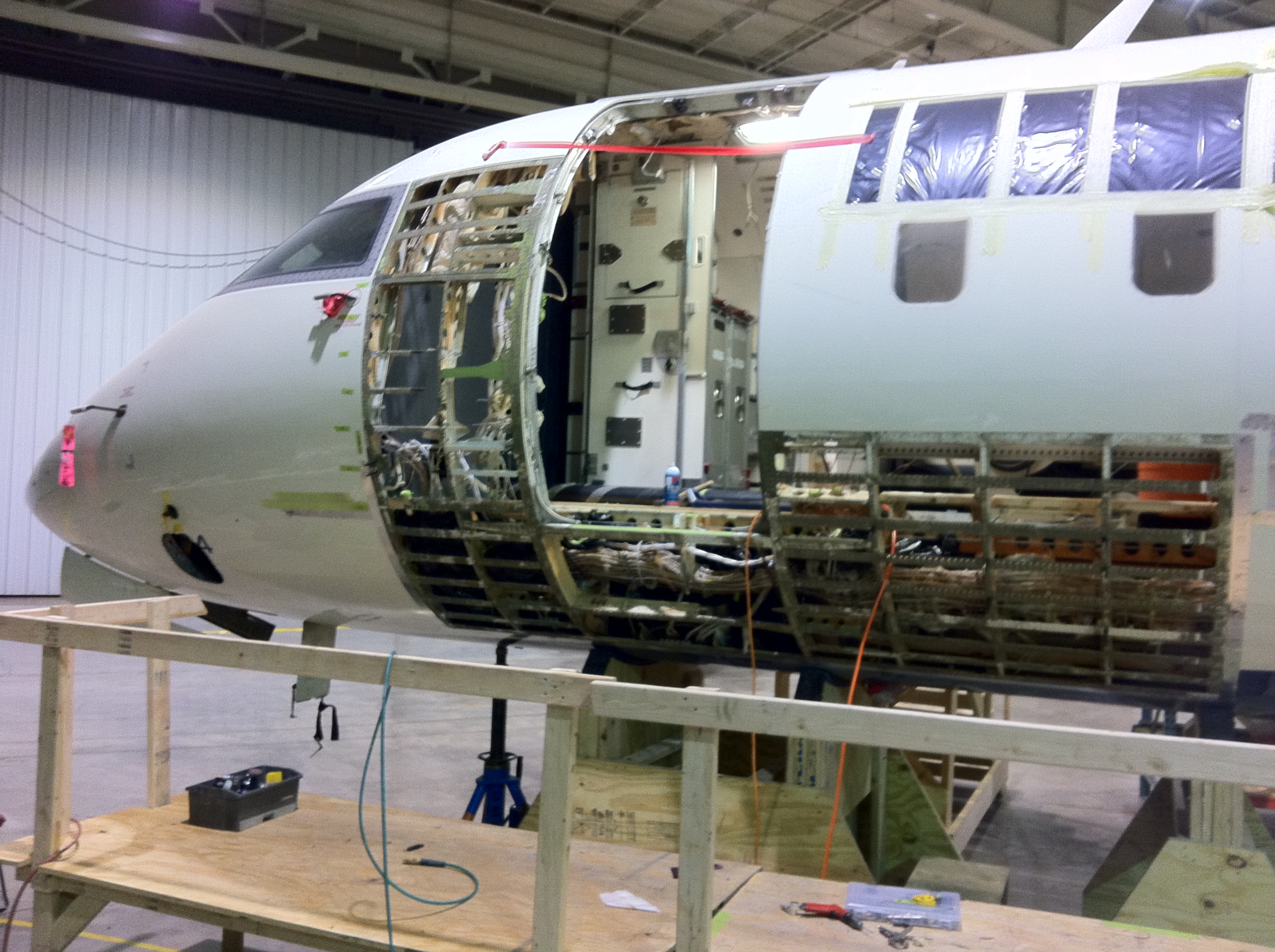 Nose landing gear and radome inspection.