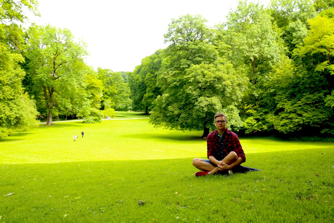 Grüne Parkwiese im Hirschgarten München