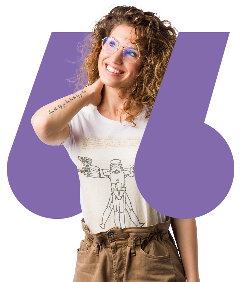 Jessica Piovesan tra le virgolette viola di JP Atelier
