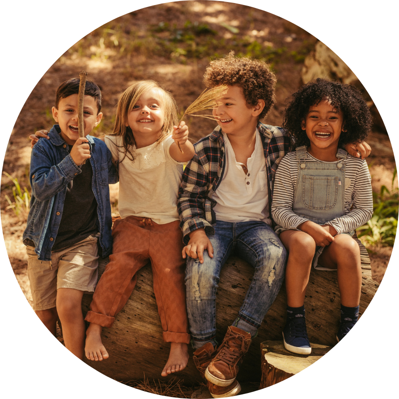 A group of children exploring outdoors