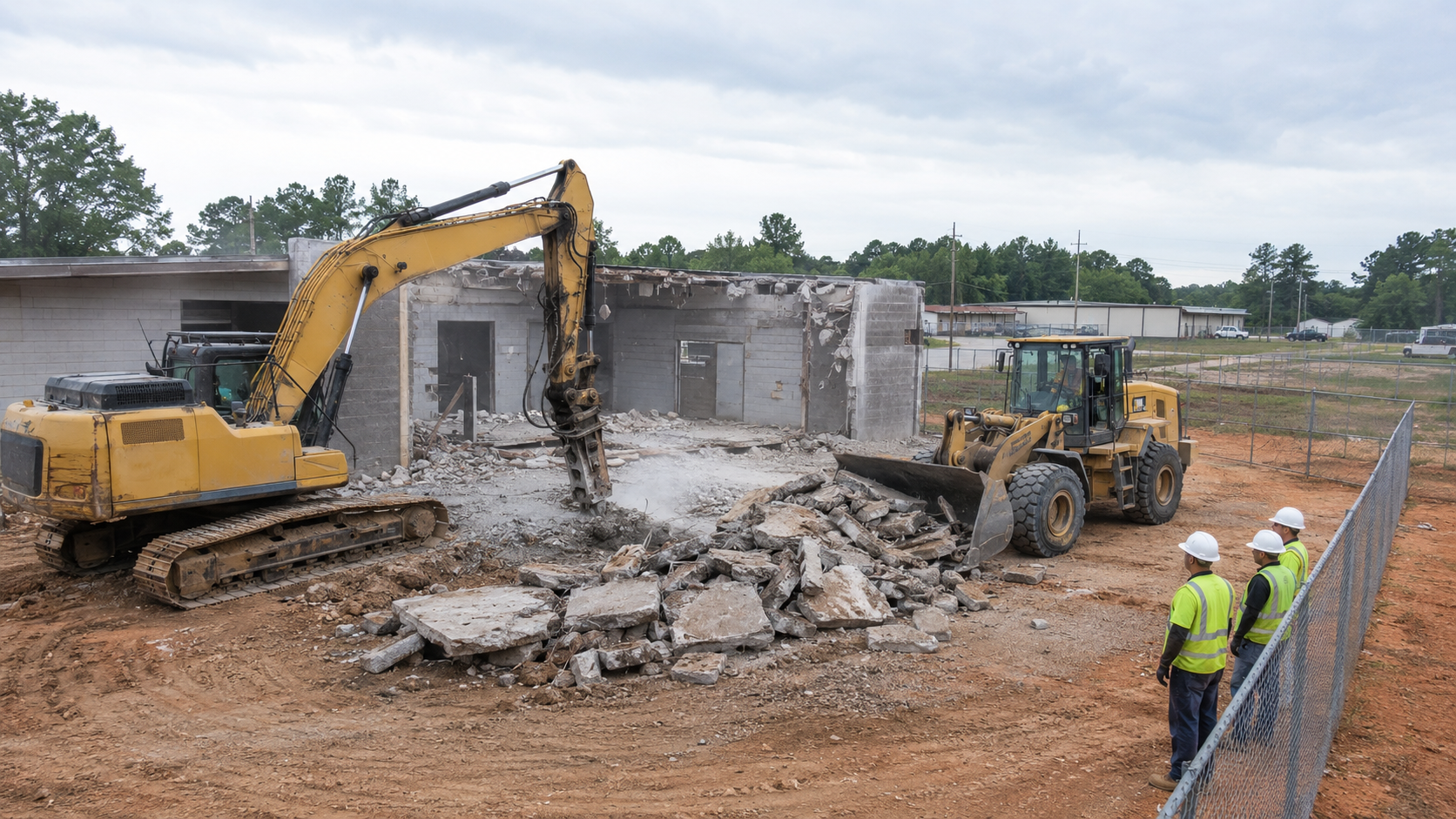 Heavy mixed construction and demolition debris loaded level inside a roll-off container in East Macon