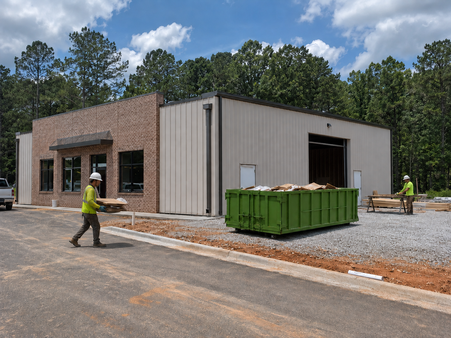 New commercial slab and framing in a growing South Bibb County suburban corridor