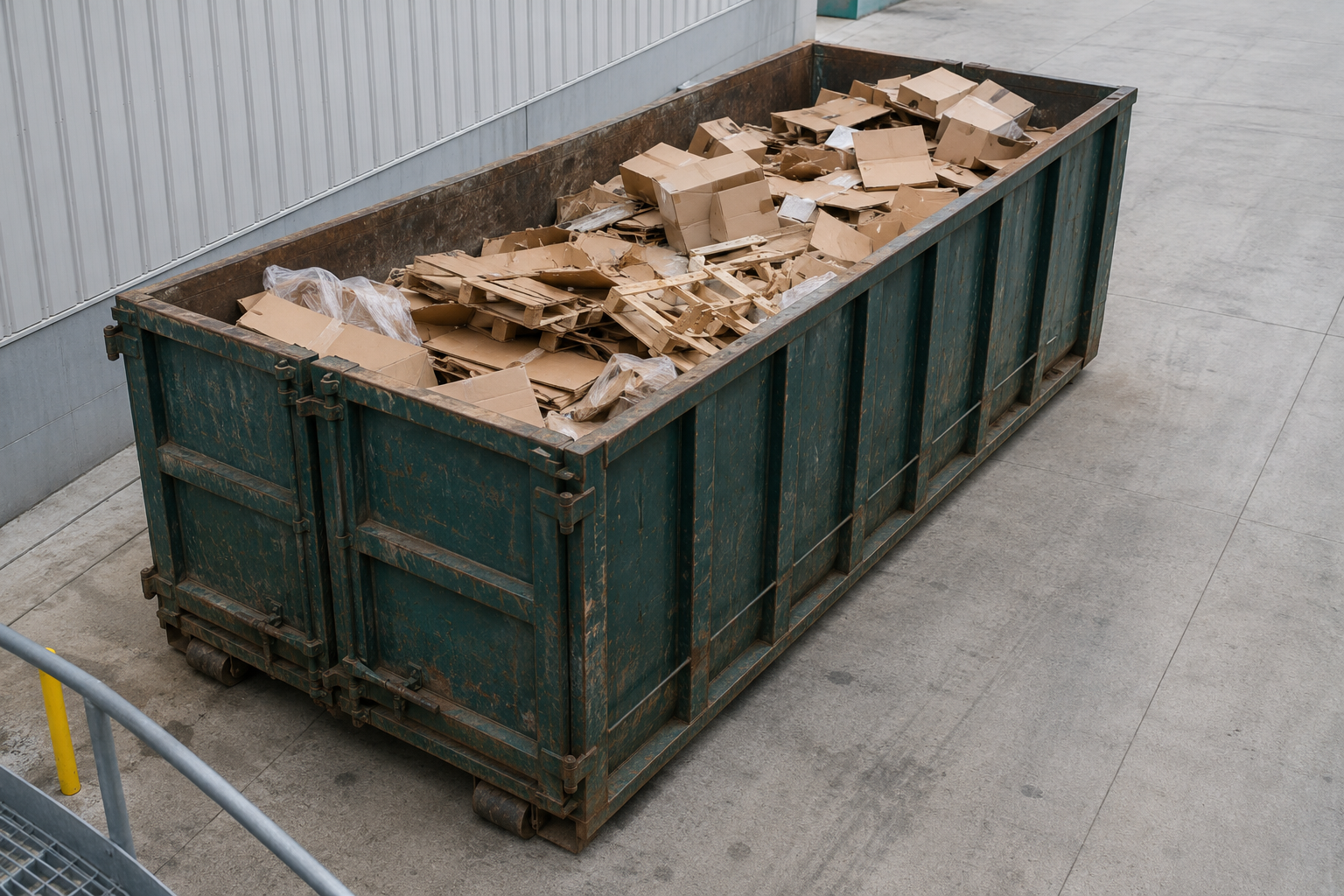 The same container after a compaction pass, contents dense and level