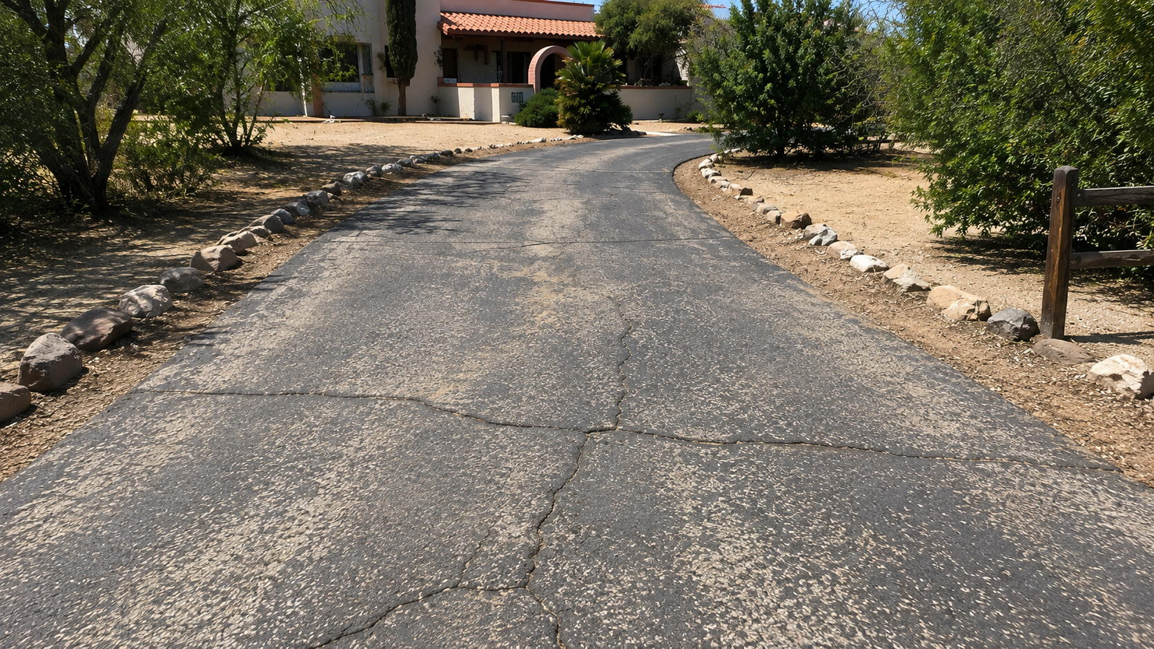 Weathered asphalt before sealcoating