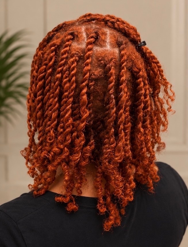 Copper starter locs, back view