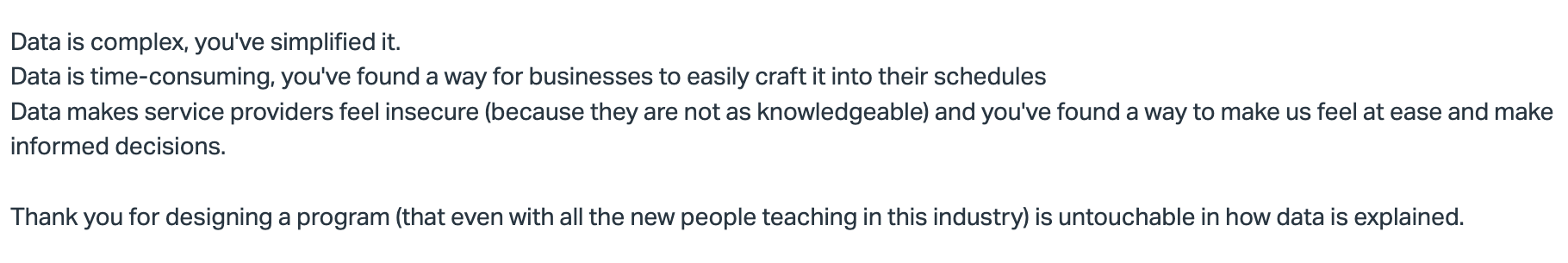 Student testimonial screenshot from Qwantel Mosley