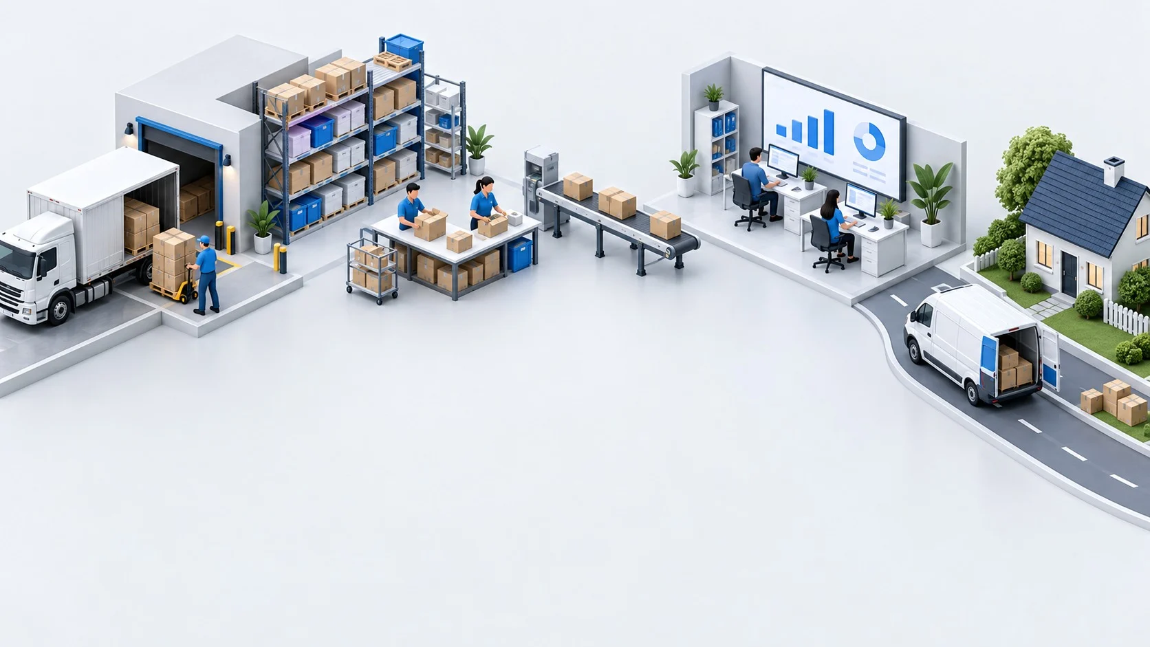 The business behind an online store: supplier deliveries, the warehouse, packing, shipping, the team and the numbers, and the van at the customer's door