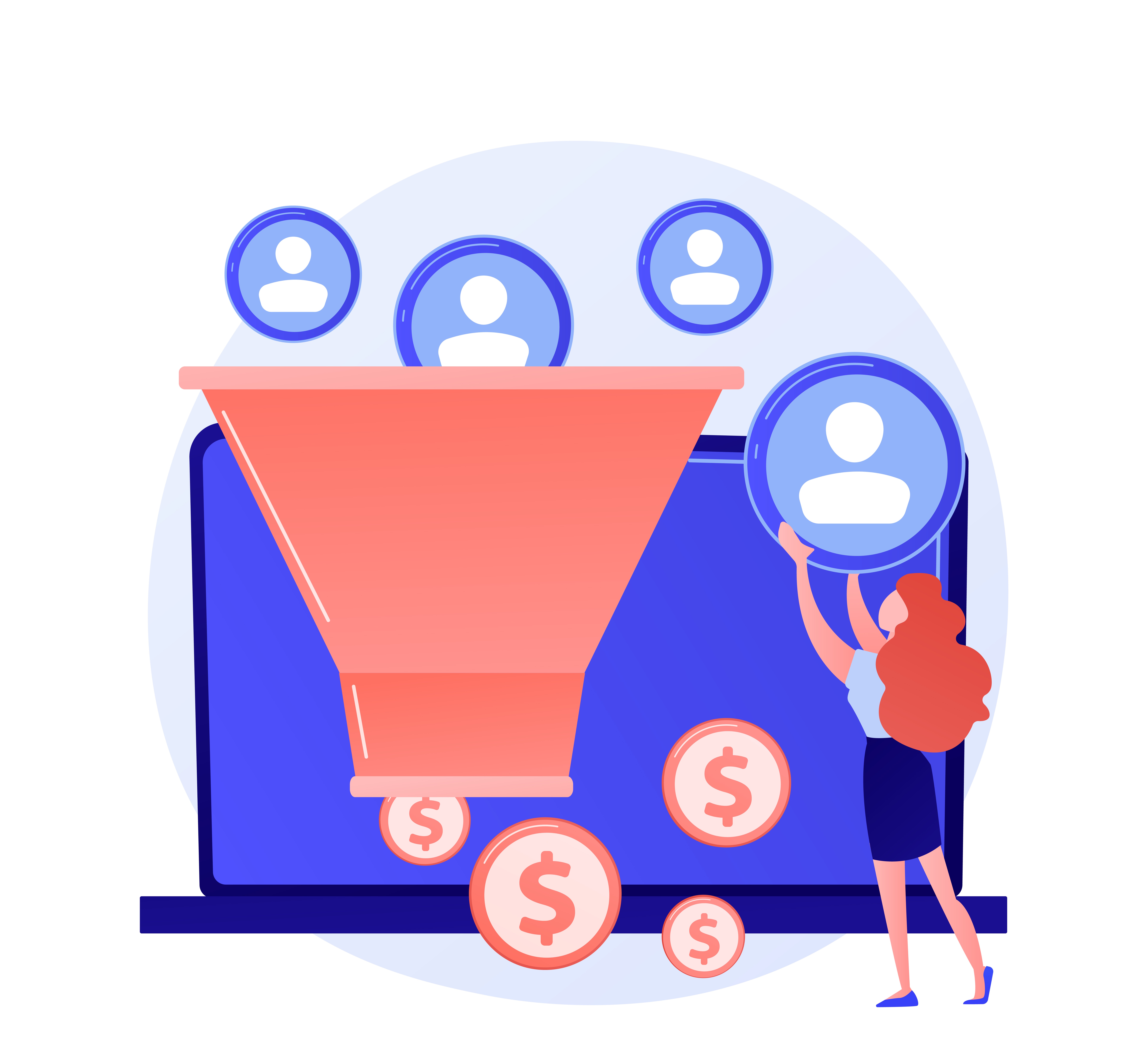 Graphics for b2b lead funnel stages Graphics for b2b lead funnel stages