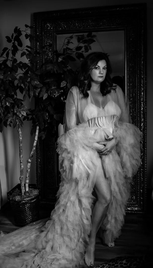 woman wearing tulle robe