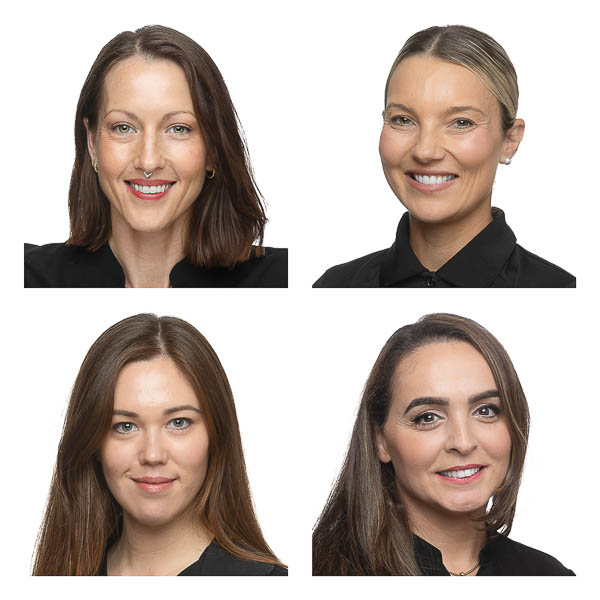 Corporate team headshots with consistent matched lighting and cropping
