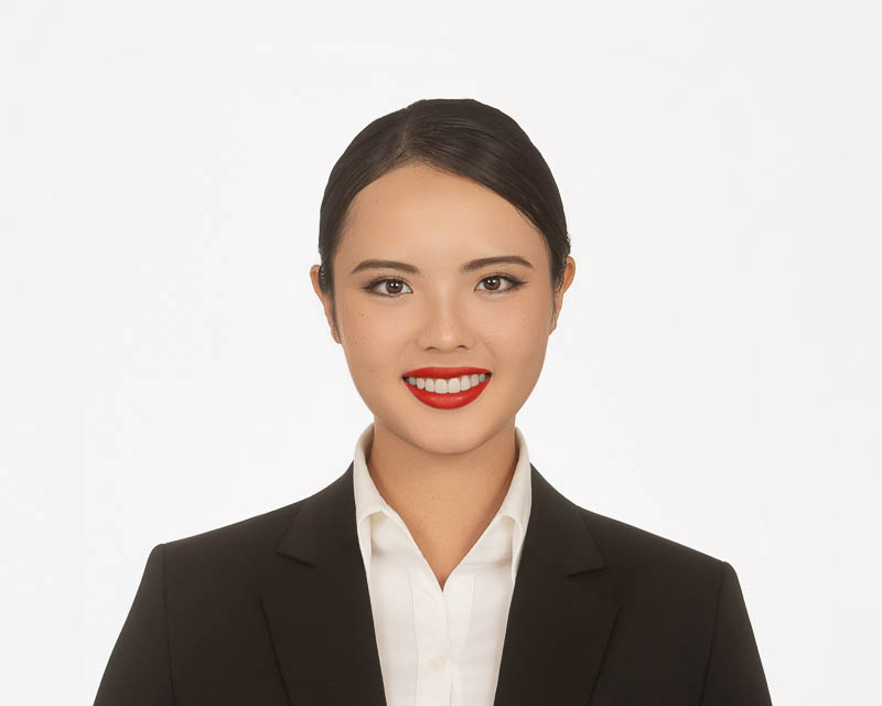 Professional headshot of a job seeker in studio