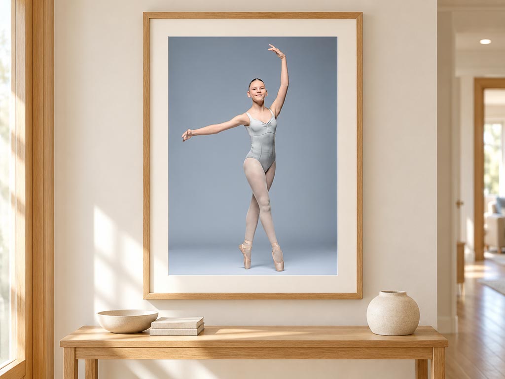 Dancer mid leap under studio light, performers and creatives by Gold Coast Portrait Photography
