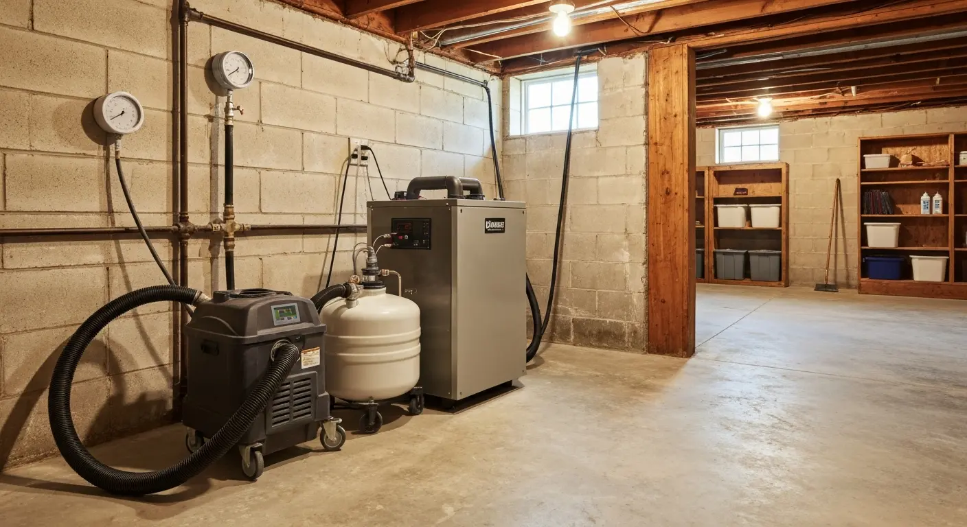Water extraction equipment in basement