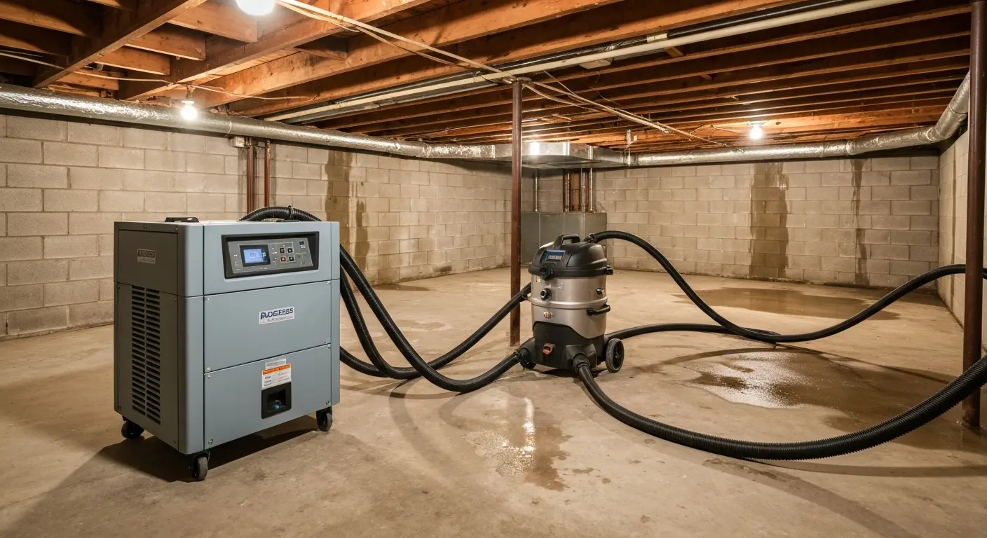 Water extraction equipment in basement