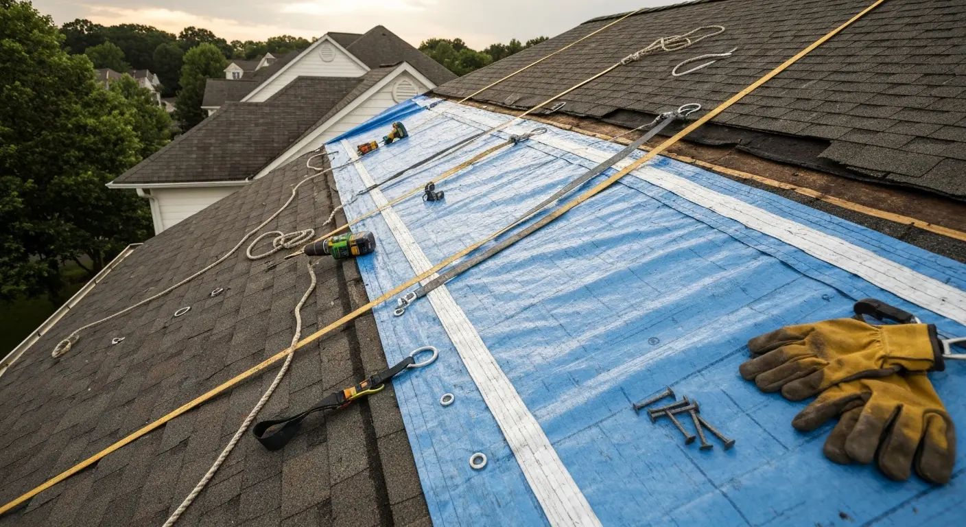 Emergency roof tarping