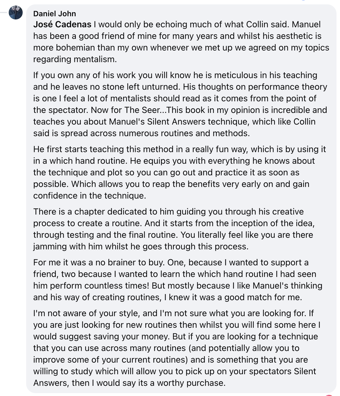 Daniel Sutton's message about The Seer
