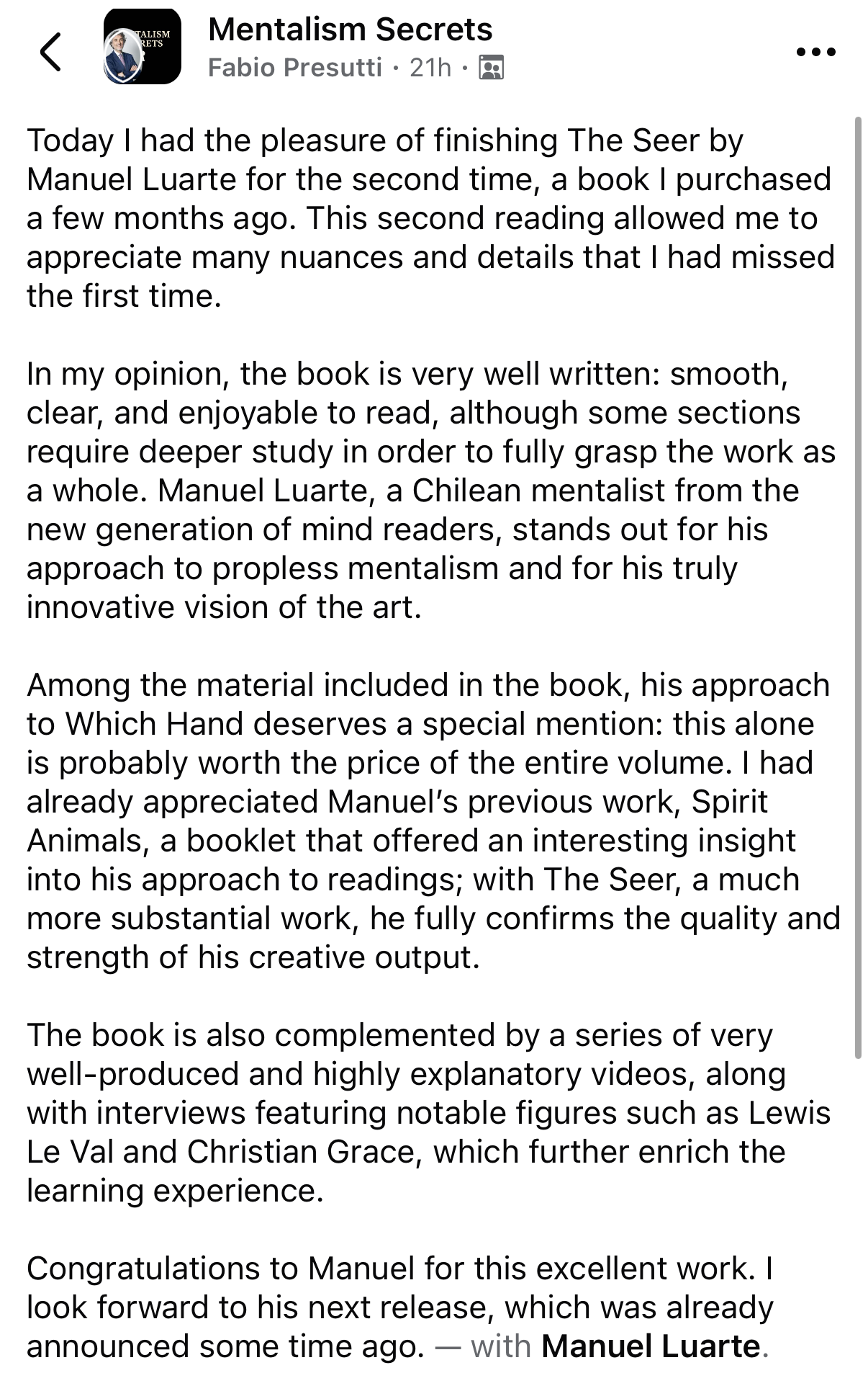 Fabio's post about The Seer