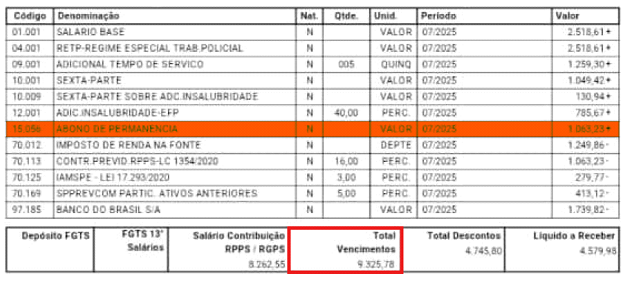 holerite policial antes da aposentadoria