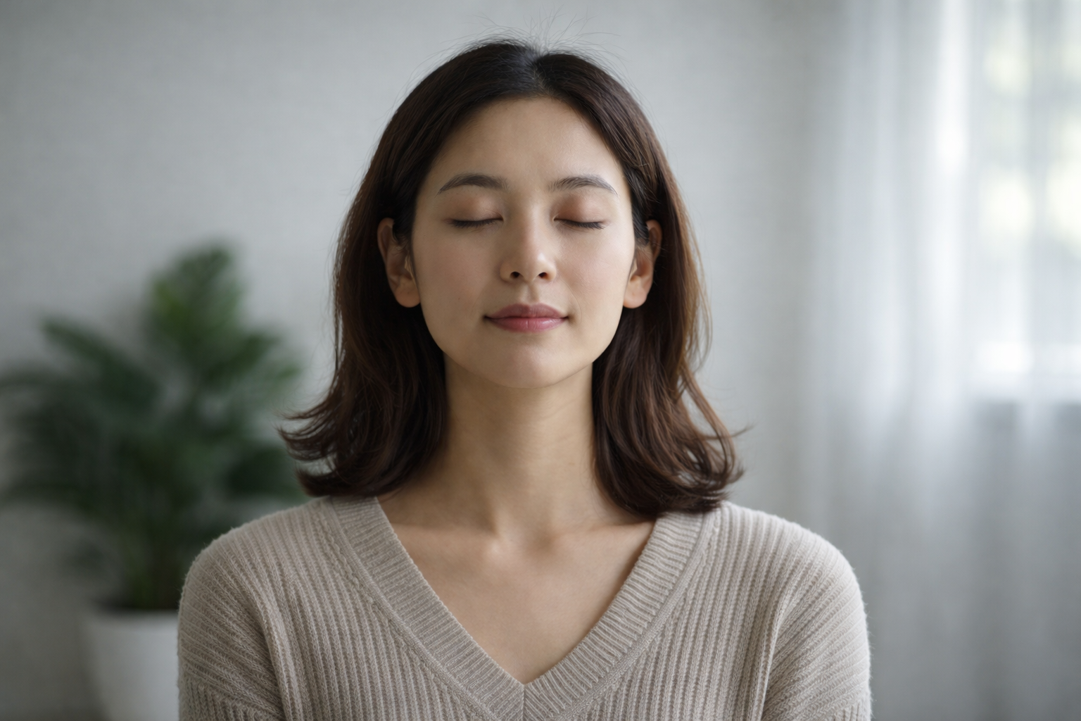 Oral Muscle Function - Woman practicing nasal breathing