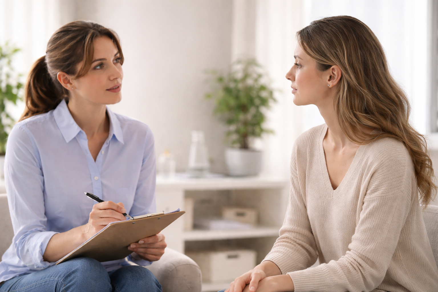 Tongue Posture - Therapist and client in consultation