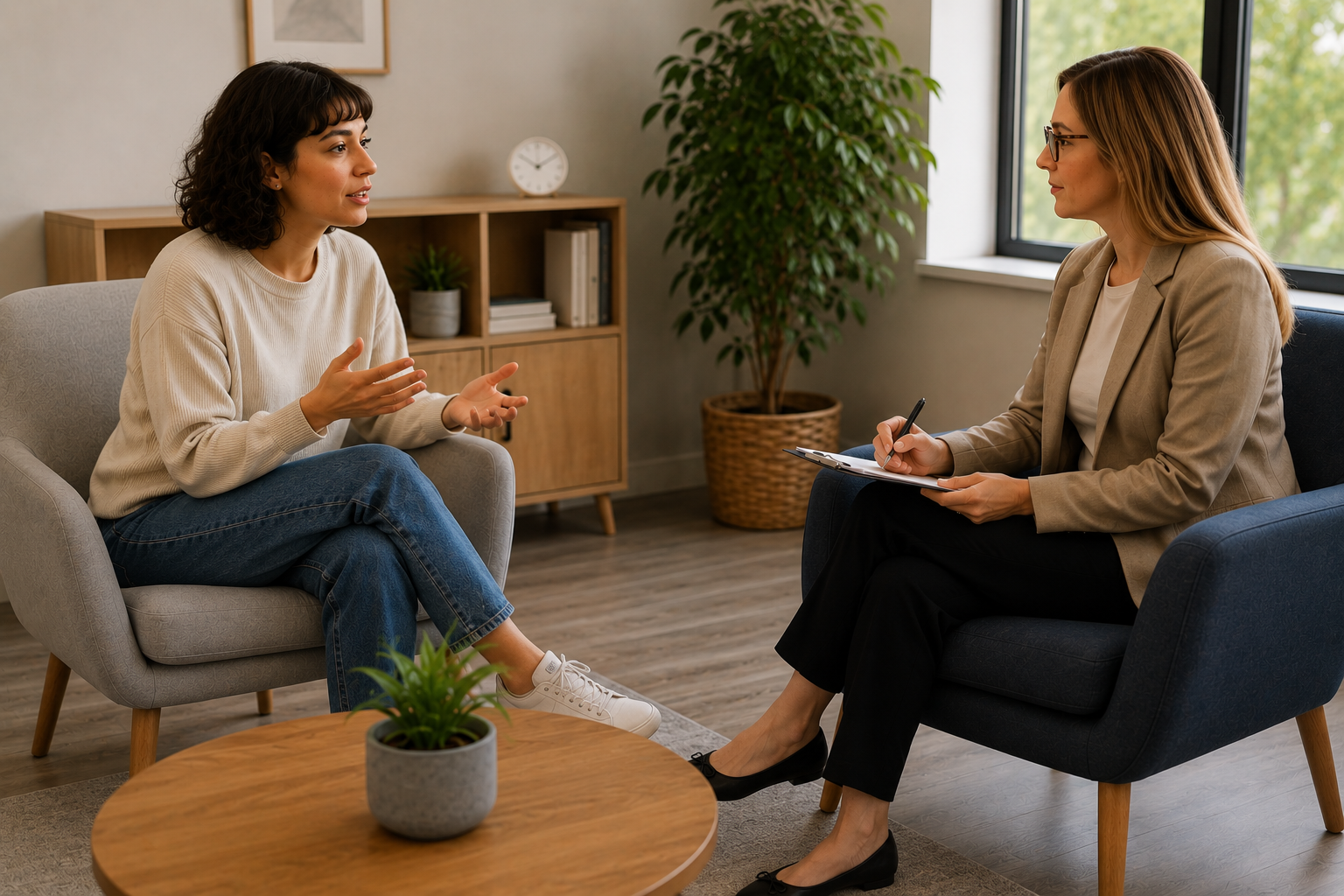 Dry Mouth - Adult patient seated with qualified therapist Dry Mouth - Adult patient seated with qualified therapist