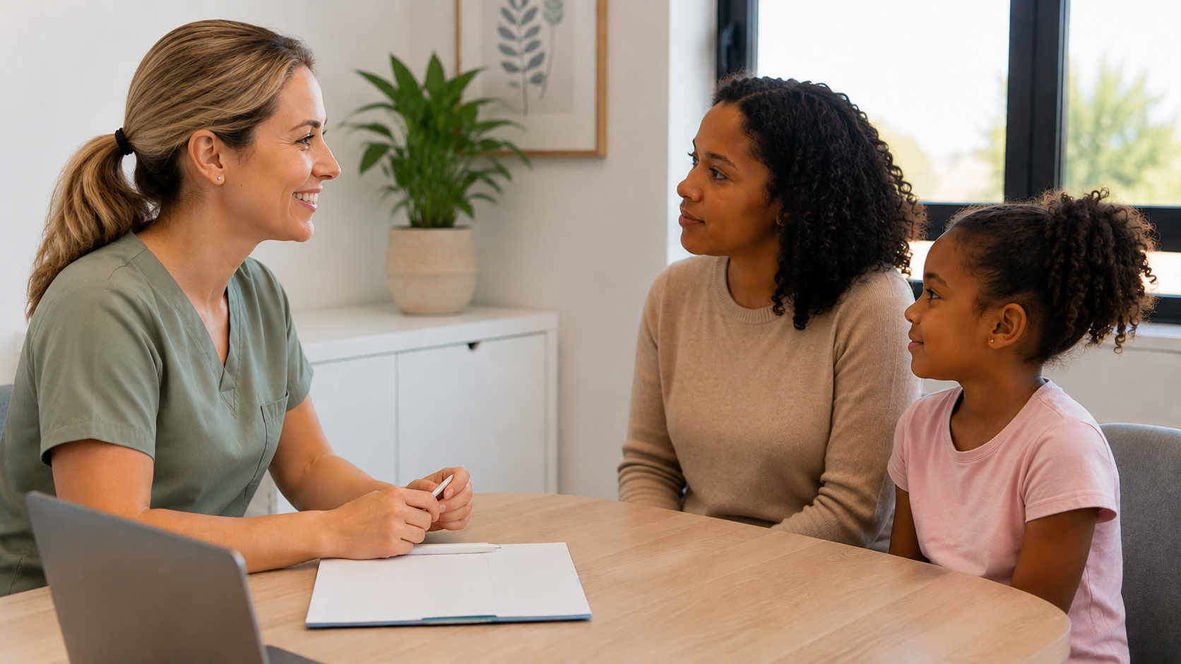 Poor Breathing & teeth grinding - Therapist listening and discussing child's breathing with parent