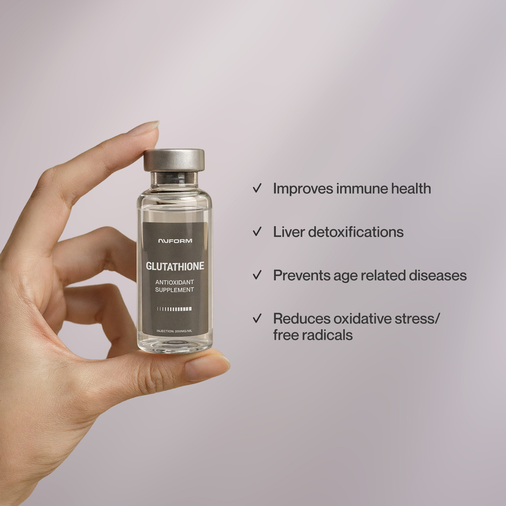 Nuform glutathione injectable kit packaging