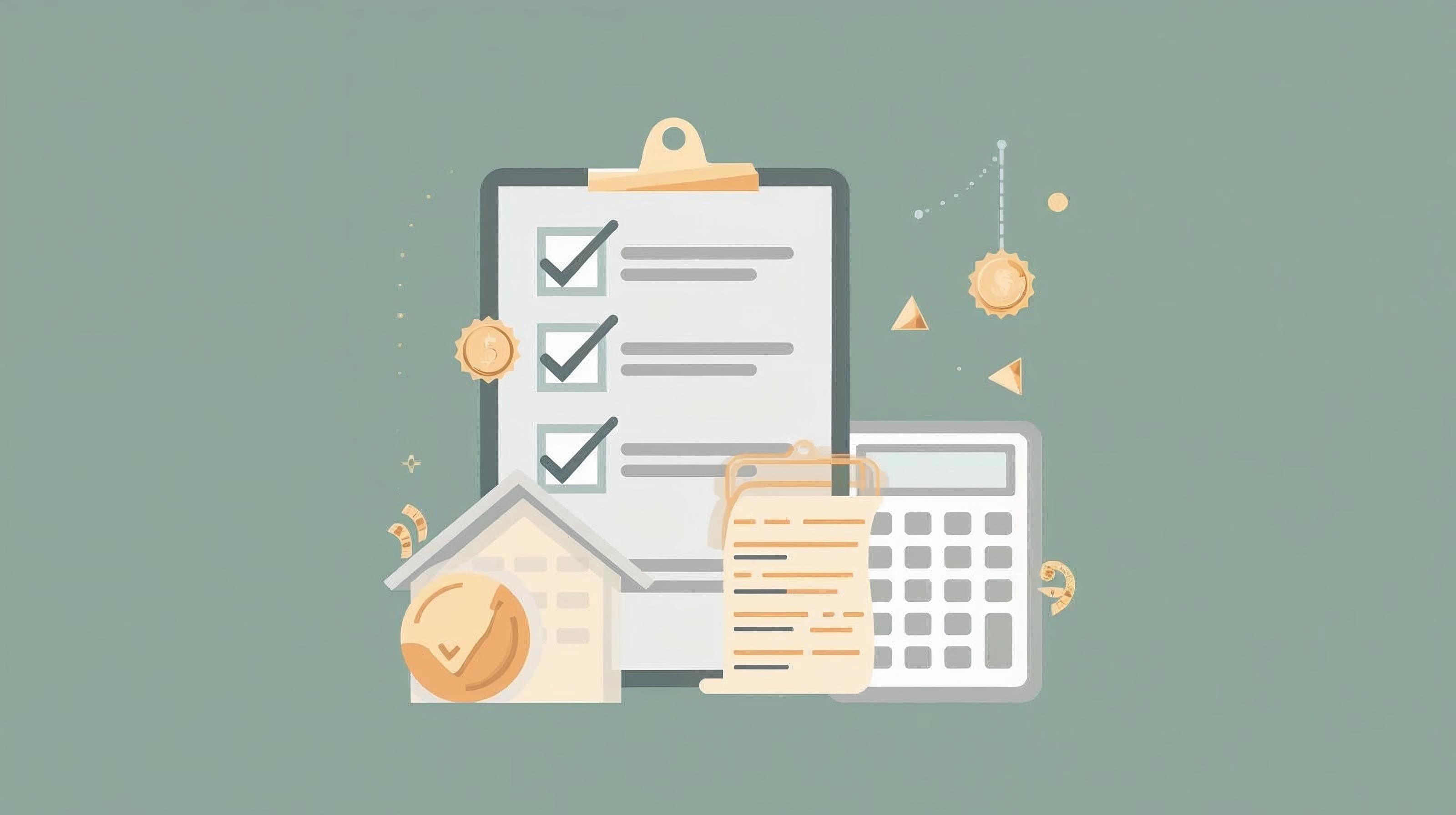 Real estate due diligence checklist graphic with house, calculator, and checkmarks for private lending investors.