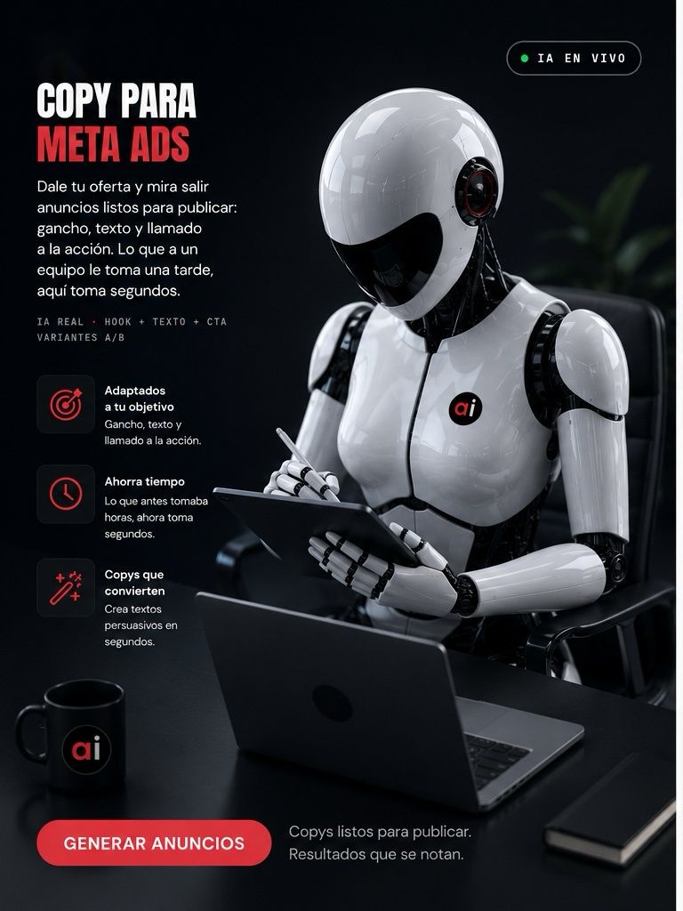 Aitana, el avatar de ailiados, escribiendo anuncios para Meta Ads
