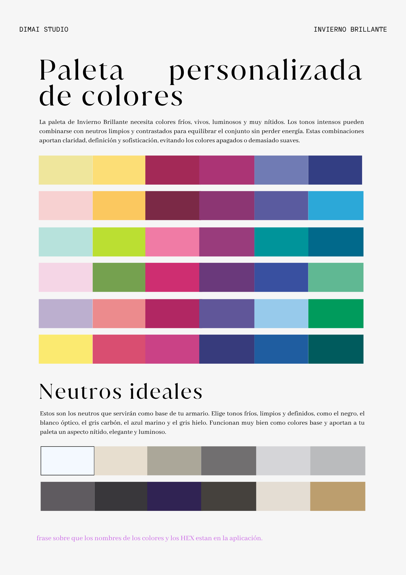 Paletas de colores de la subestación