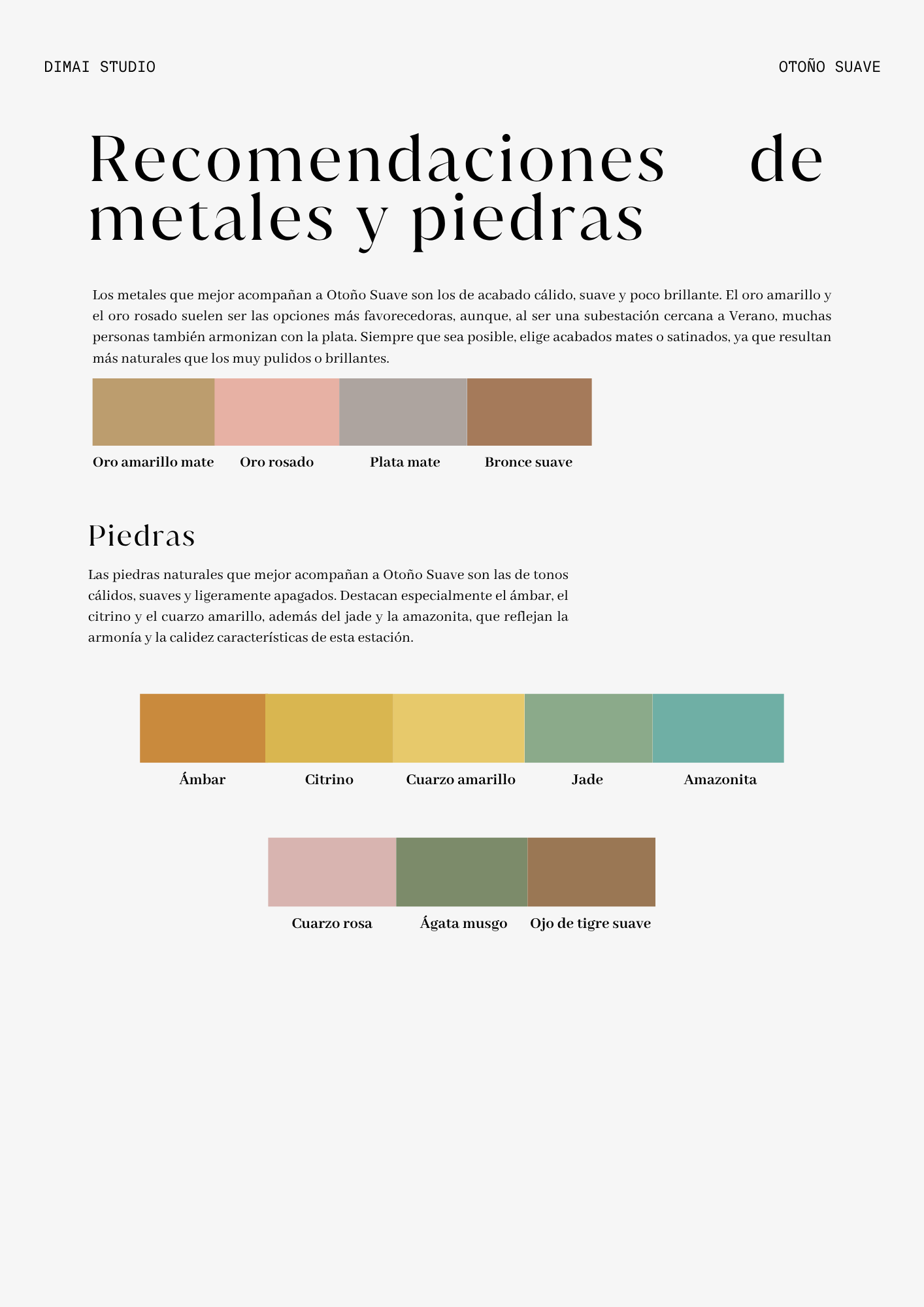 Metales y piedras recomendados para la subestación