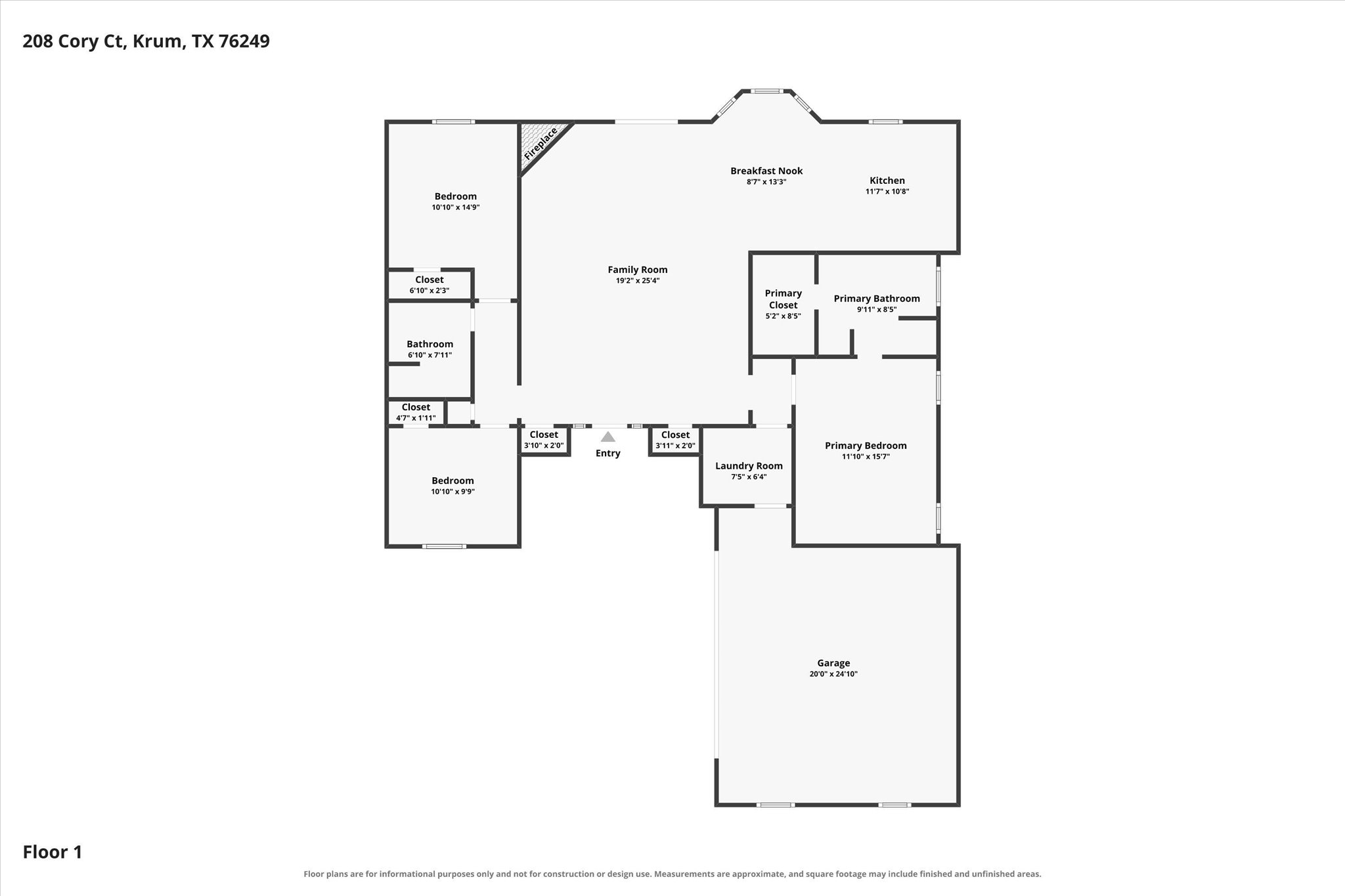 Open floorplan with natural light 208 Cory Court, Krum, TX