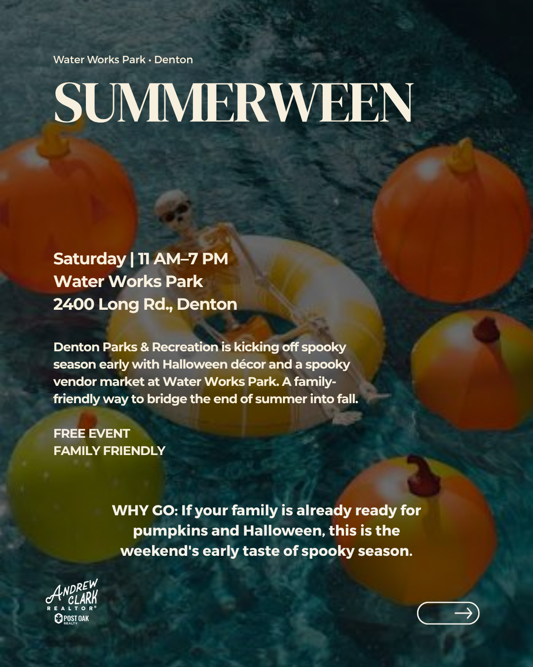 SummerWeen at Water Works Park in Denton Texas featuring family-friendly Halloween activities and vendors