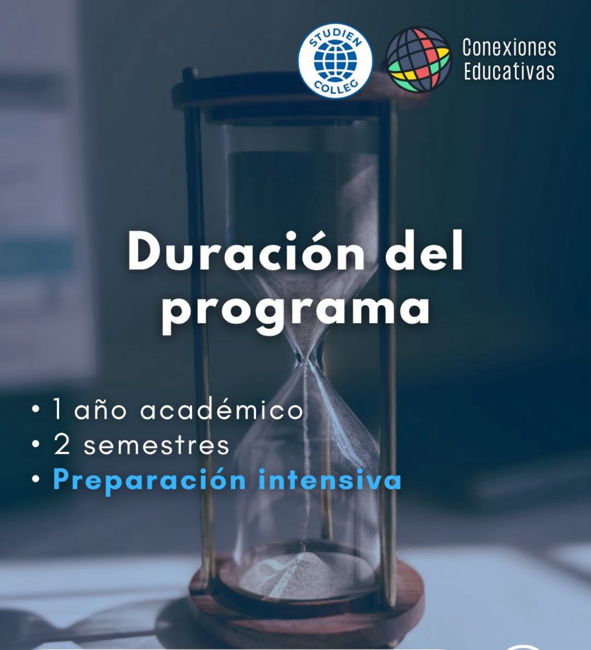 Duración del programa: 1 año académico, 2 semestres, preparación intensiva